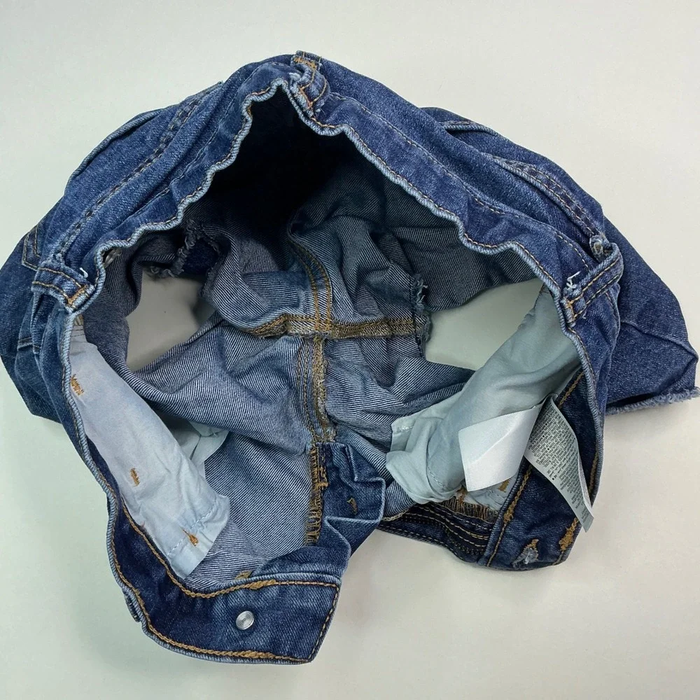 Old Navy Dark Indigo Denim Shorts Kids Size 10 Sky High Rise Raw Hem